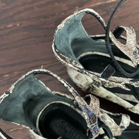 Schutz Beryl Snake Print Lace Up Tie Strappy Flats Size 38 - Picture 10 of 14